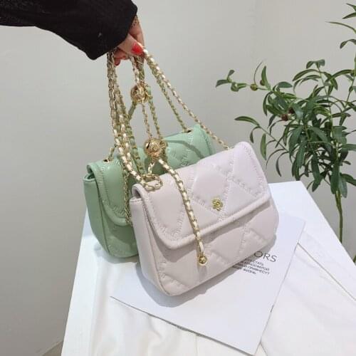 Small Diamond Lattice Quilted Crossbody Bag Women Leather Handbag Trendy Plaid Messenger Bag Lady Chain Flap Shoulder Bag