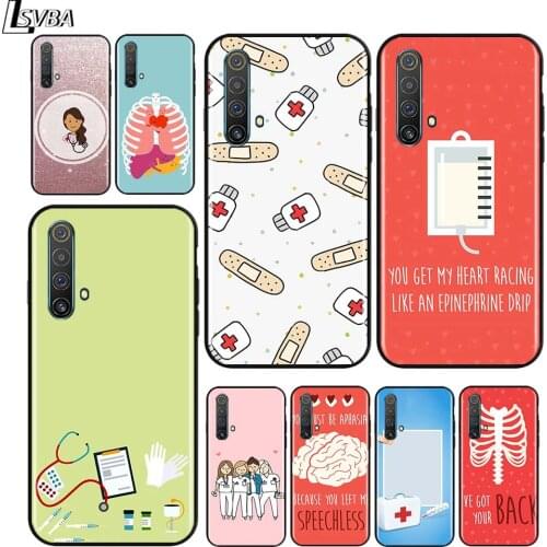 Nurse Medical for OPPO Realme V15 X5 X3 X50 X7 X2 C17 C11 C3 C2 7 7i 6 6S 6i 5 Narzo 20 Pro Black Phone Case