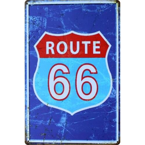 [ Mike86 ] Route 66 Simple vintage tin sign Bar decor 20*30 CM Mix Items B-314
