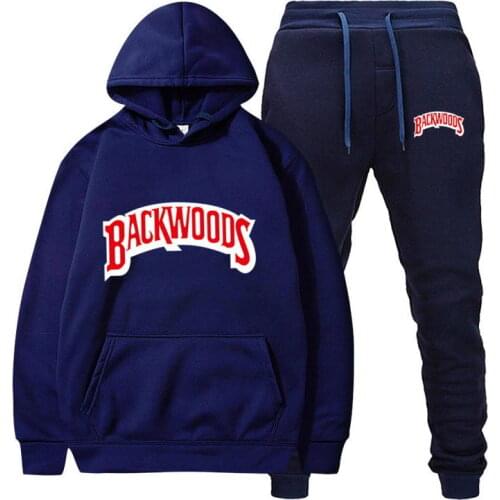 Fashion Brand Backwoods Mens Set Fleece Hoodie Pant Thick Warm Tracksuit Sportswear Hooded Track Suits Male Sweatsuit Tracksuit