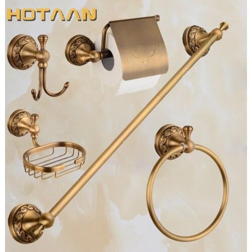 New Free shipping,solid brass Bathroom Accessories Set,Robe hook,Paper Holder,Towel Bar,Soap basket,bathroom sets,HT-812600-5