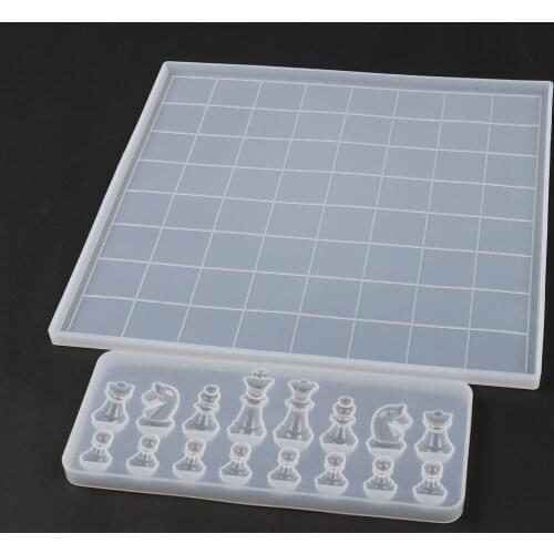 1 Set Chess Molds Set Silicone Chess Board Mold 3D Chess Pieces Silicone Mold For DIY Pendant Jewelry Crafts Making Accessories