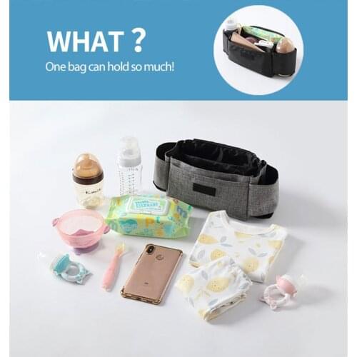 Baby Stroller Organizer Bag Cup Milk Bottle Phone Holder Multi-function Travel Carriage Trolley Storage Pouch Stroller Accessory