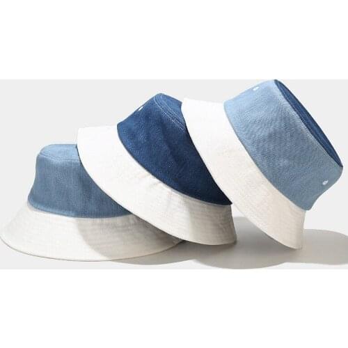 Bucket Hat Women Spring Jeans Fabric Summer Sun Beach Blue Outdoor Fishing Accessory Teenagers Cap