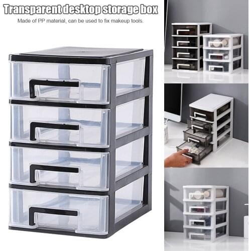 Plastic Desktop Drawer Transparent Sundries Small Objects Storage Case Organizer 3/4 Layers for Home Office Use EL