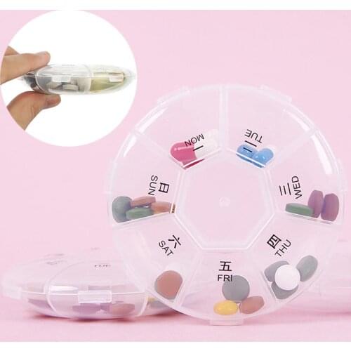 7 Grids Portable Weekly Pill Storage Box Case Container Mini Medicine Organizer Portable size easy convenient to use for outdoor