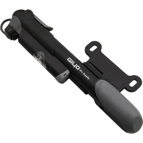 GP-41S Portable Bike Tire Pump Mini Inflator with Barometer US French Nozzle Fixed Frame Strap Screw Set Max 100PSI