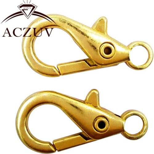 Gold Plated 200pcs 28mm Claw Swivel Lobster Clasps Snap Hooks Plate Buckles for Keychains Purse Chain DIY Findings LCSH006
