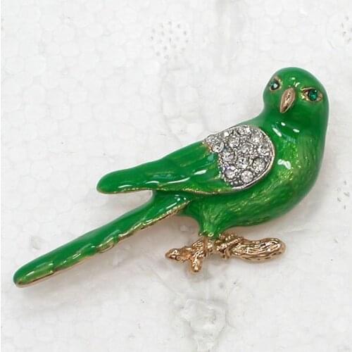 Clear Rhinestone Enamel Bird Pin brooches C2113