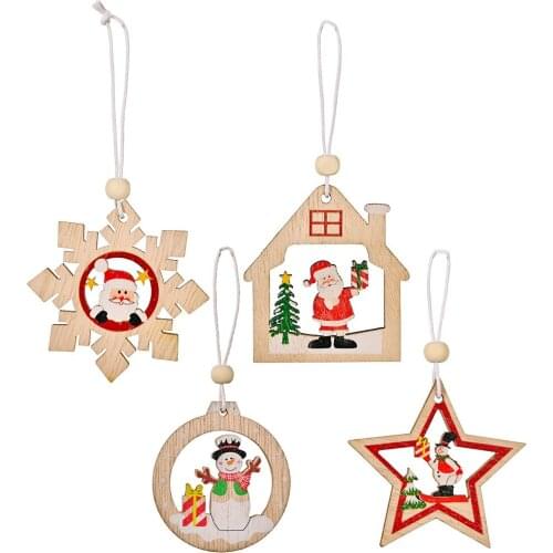 Adornos Navidad 2021 Natal Christmas Tree Decoration Wooden Christmas Santa snow men Drop Qrnament