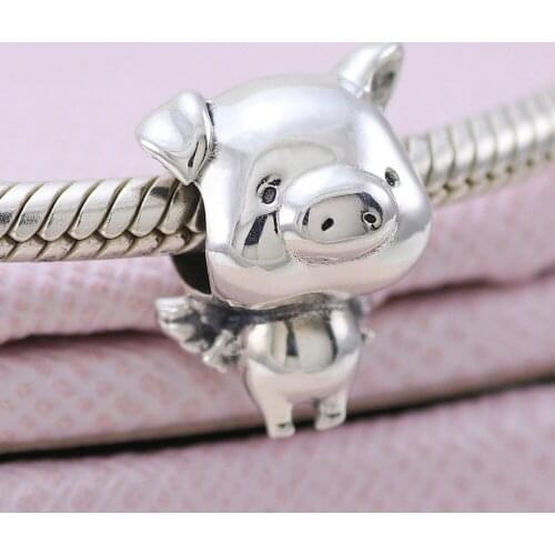 Free Shipping Authentic 925 Sterling Silver The Flying Pig Charm Fit Original Bracelets For Women DIY Jewelry S925 Beads