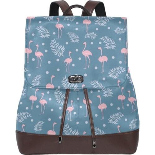 School Supplies Backpack Female PU Leather Flamingo Backpack Japanese Street Bag Women School Bag for Adolescent Girls Backpacks