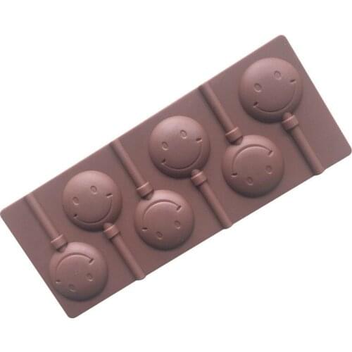 HMROVOOM Laughing Smiley face Silicon gel Lollipop environmental friendly chocolate mold with stick kitchen baking DIY tool