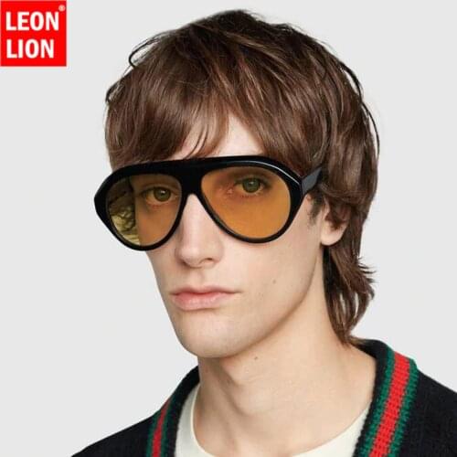 LEONLION 2021 Vintage Big Box Sunglasses Men Retro Sun Glasses For Men Oval Wild Brand Glasses Shopping Street Beat Oculos