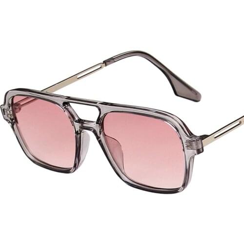 1PC Retro Brand Small Rectangle Fishing Sunglasses Women Blue Shades For Women 90s Vintage Double Beam Square Sun Glasses Men