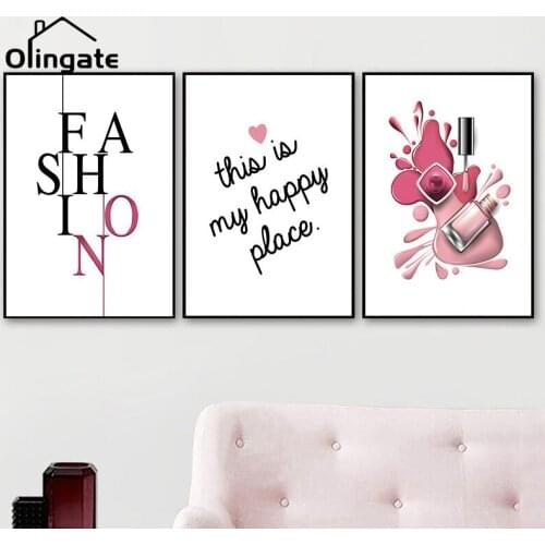 Modern Fashion Nail Polish Canvas Poster Simple Black Quotes Salon Wall Picture One Piece Home Decor for Living Drawing Room