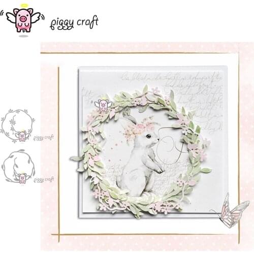 Piggy Craft metal cutting dies cut die mold Flower leaf round frame Scrapbook paper craft album card punch knife art cutter die