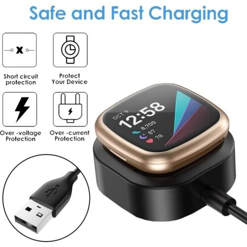 USBCharging Cable Dock Safe Charger Stand Qualit Safety Easy To Install For FitbitVersa 3 Smart Watch At Home/office/traveling