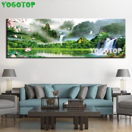 Spring Lotus natural scenery Diamond Embroidery puzzle Full drill diy diamond painting Mosaic Home decor Mountain water YY5093