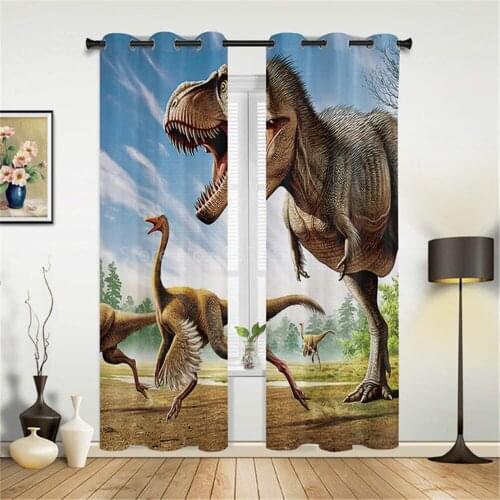 3D Cartoon Dinosaur Window Treatments Curtains Valance Living Room Curtain Curtains Bedroom Decor Kids Room Curtain Curtain