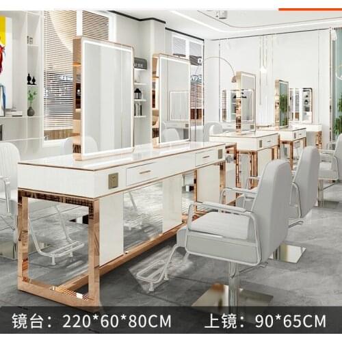 Web celebrity barbershop mirror table with light hairdresser mirror cabinet integrated hair salon special ironing