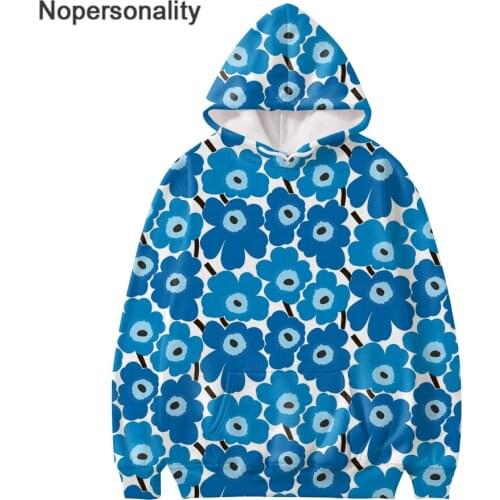 Nopersonality Autumn Thick Loose Hoodies Sweatshirt Women Printed Casual Hooded Pullover Female Coat Long Sleeves with Pockets