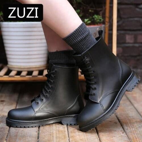 ZUZI Womens Winter Rain Martn Boots Non-slip Plus Velvet Rain Boots Thick Wear-resistant Ladies Water Shoes Frosted Rubber Warm
