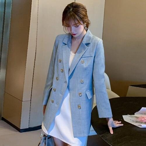 Womens Retro Style Retro Double Breasted Jacket Blazer Autumn Female Streetwear Oversized Plus Clothes Loose Long Blazer Jacket