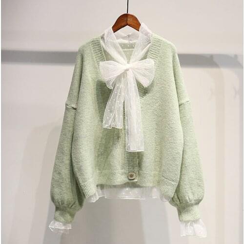 Cardigan Sweater Tops Female V-neck Single-breasted 2020 Womens Autumn Truien Small Fresh Korean Loose Tops Short Sweater Q146