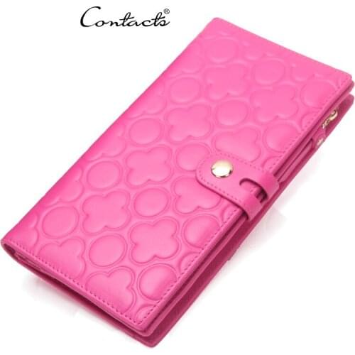 Womens Wallet Vintage Womens Long Leather Wallet Top Layer Leather Buckle Womens Clutch Multi-function Wallet