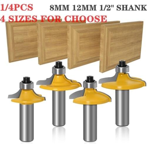 1-4pcs Cabinet Door Front & Drawer Front Cutter Wood Router Bits Woodworking Tools Cutters For Wood - 8mm/12mm/12.7mm Shank