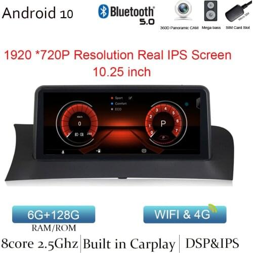 10.25" CPU Android 10.0 Car Multimedia Player for BMW X3 F25 X4 F26 2011-2016 Headunit GPS Navigation Radio Stereo Navi