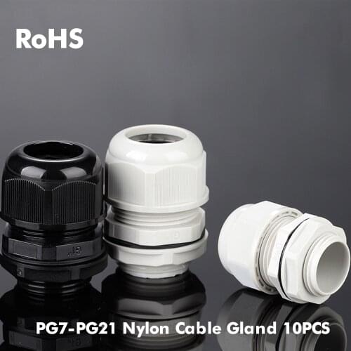 10pcs IP68 Waterproof PG7 PG9 PG11 PG13.5 PG16 PG21 Cable Gland Connector Plastic Flex Spiral Strain Relief Protector For 3-6.5