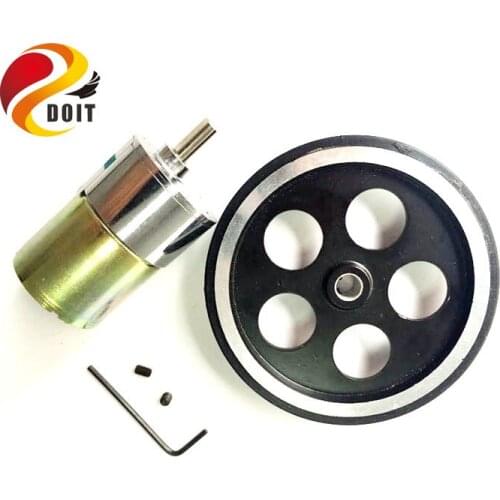 DOIT One Set Accessory for Robot Car Chassis with 1pcs 95mm Metal Wheel +1 pcs 37mm Motor + Screw +Tool phi 6mm DIY RC Toy Part