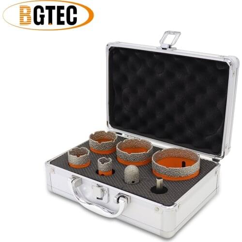 BGTEC 1set 20/32/45/55/68/F20/HEX Vacuum Brazed Diamond Drill Core Bits With Box M14 Hole Saw Granite Marble Ceramic Finger Bit