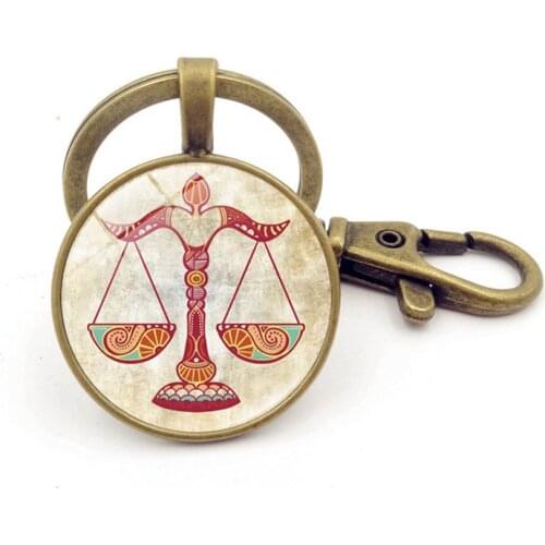 DIY Zodiac Sign Keychain 12 Constellation Cancer gemini capricorn Leo Virgo Libra Scorpio Sagittarius Pendant Keyring Key Holder