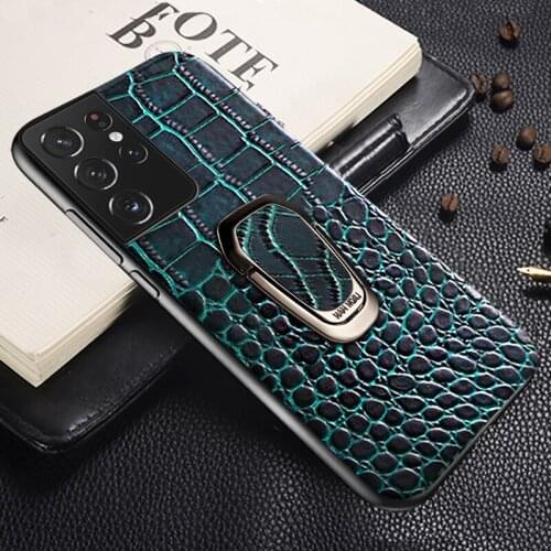 Genuine Leather Bracket Cover Case For Samsung Galaxy S21 Ultra S8 S9 S10 S20 S21 Plus S20 FE Note 20 10 9 A51 A50 A71 M31 M51