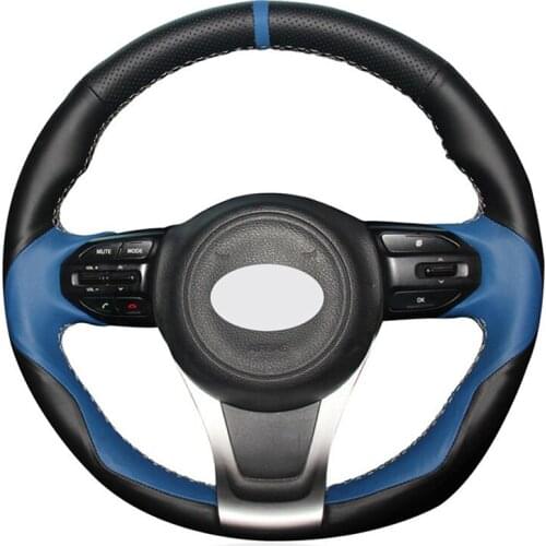 Car Steering Wheel Cover For Kia Sorento 2015-2018 Carnival 2015-2018 Sedona 2015-2019 Black Blue Leather Hand-stitched