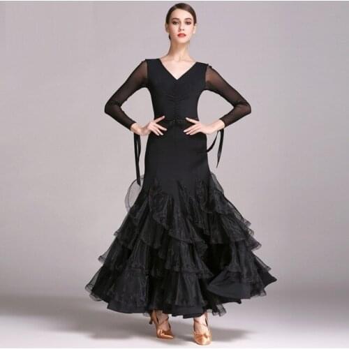 Black ballroom dance dresses standard ballroom dancing clothes Competition standard dance dress waltz modern dance dress