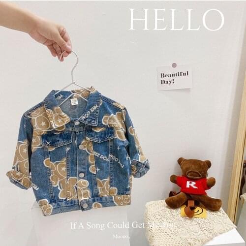 Baby Denim Jacket Coat Autumn New Boys And Girls Cartoon Denim Coat Korean Childrens Clothing
