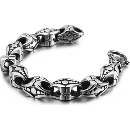 Jewels Store 12mm Silver Color Punk Charm Bracelet Mens Stainless Steel Biker Jewelry Gift For Man JB112928-BD