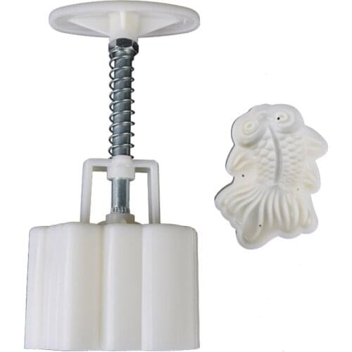 65g Chinese New Year Mooncake Mold 3D Fish Design Cookie Stamp Moon Cake Mold