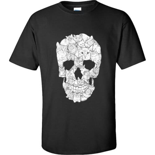 Leisure Sport Fashion Tee Shirt Cat Structure Skull Printed Tshirts Men Casual Oversized Sweatshirt High Quality Cat T Shirt Man