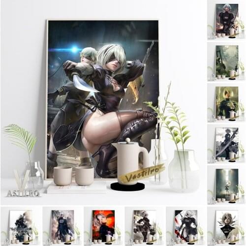 NieR Automata Hot Anime Game Poster Cartoon Role Yor-ha 2B Art Prints Wall Stickers Otaku Collection Gift Bedroom Home Decor