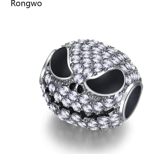 Quality Jack Skull Beads Charm For Halloween With Cubic Zircon Silver Plated Bracelets Bangle Gothic Jewelry For Woman Set Gift