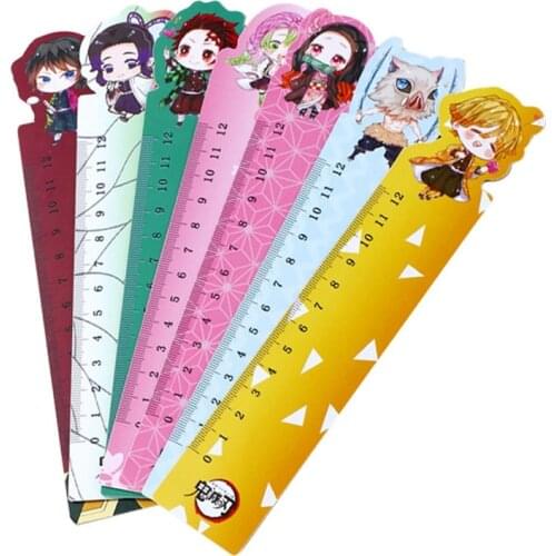 Anime Demon Slayer: Kimetsu No Yaiba Kamado Tanjirou Cosplay Ruler Measuring Scale Student Cartoon Measure Ruler Stationery Gift