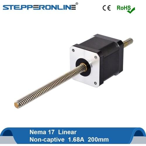 Nema17 Linear Stepper Motor Non-captive Nema 17 Stepping Motor 48mm Stack 1.68A Lead Screw Length 200mm