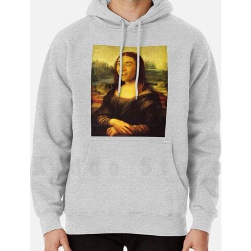 Mona Cage-Nicolas Cage , Mona Lisa , Art , Funny hoodie long sleeve Funny Mongolife Nicolas Cage