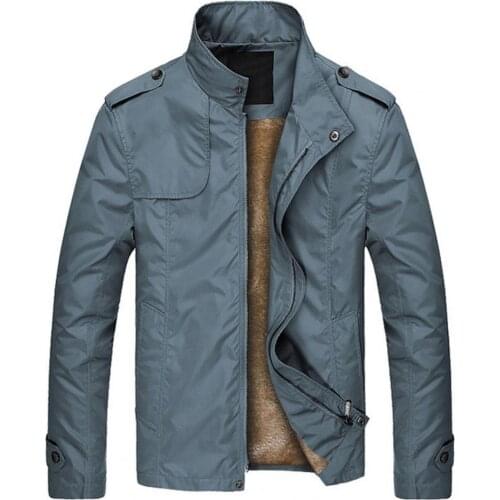 Mens jacket fashion autumn and winter warm long-sleeved zipper plush thick jacket stand collar casual jacket костюм мужской