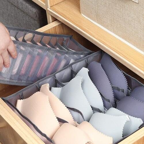 3pcs/set Underwear Organizer Drawer Organizers Foldable Socks Bra Storage Box Nylon Washable Clothes Divider Boxes 6/7/11 Grids